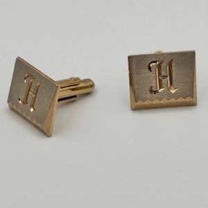 Vintage Script “H” Monogram Initial Letter Cufflinks - KJMC4